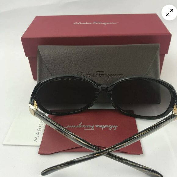 NEW SALVATORE FERRAGAMO 607S 001 Black Marble Sunglasses main image 5